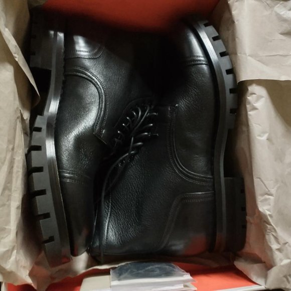 NIB $1475 Santoni Black Calf Leather Goodyear Mens Combat Boot US 11-11.5/UK 10 main image 7